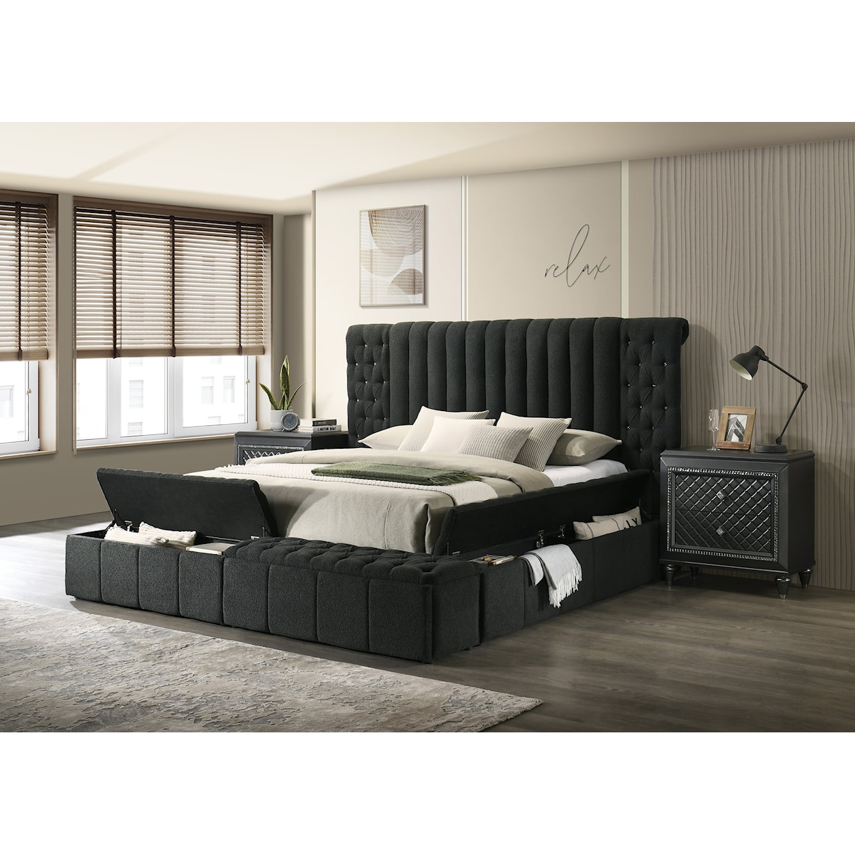 CM DANBURY Upholstered Storage Bed - Queen