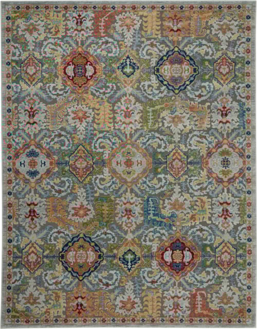 7'10" x 9'10" Grey/Multicolor Rectangle Rug