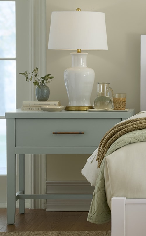 Transitional Single Drawer Nightstand with Smooth Drawer Guides