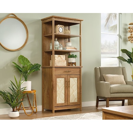 Coastal Library Bookcase with Reversible Door Panels