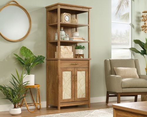 Coastal Library Bookcase with Reversible Door Panels