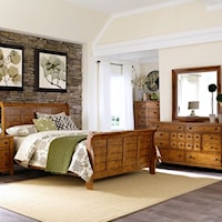 Rustic 3-Piece California King Bedroom Group with Antique Brass Hardware