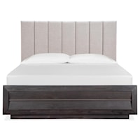 Contemporary King Upholstered Bed with Channel Tufted Headboard