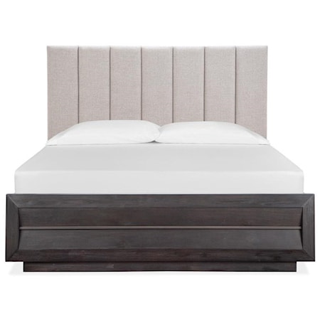 King Upholstered Bed with Wood/Metal FB