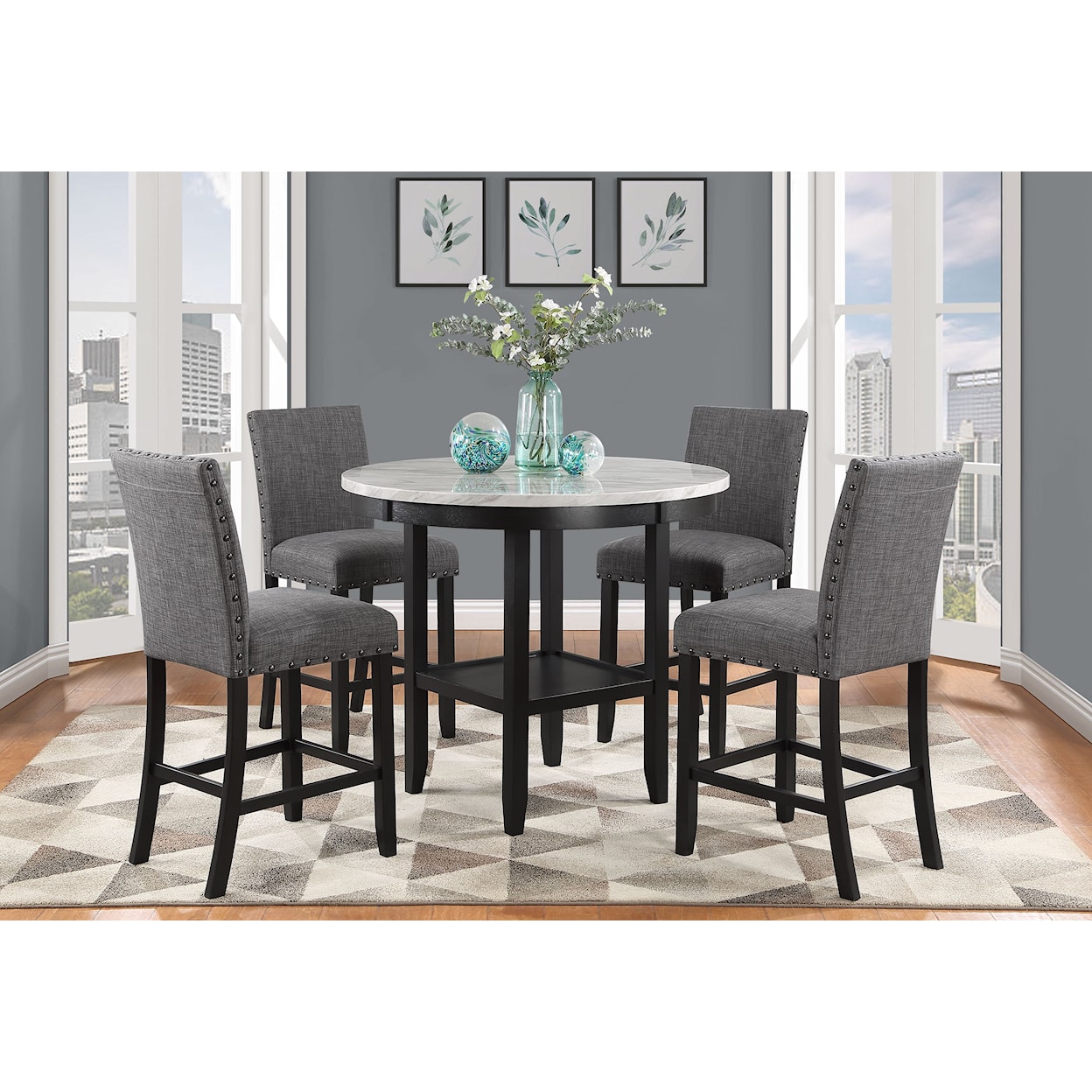 Global Furniture D40011BT+D1622BS Bar Table with 4 Bar Stools