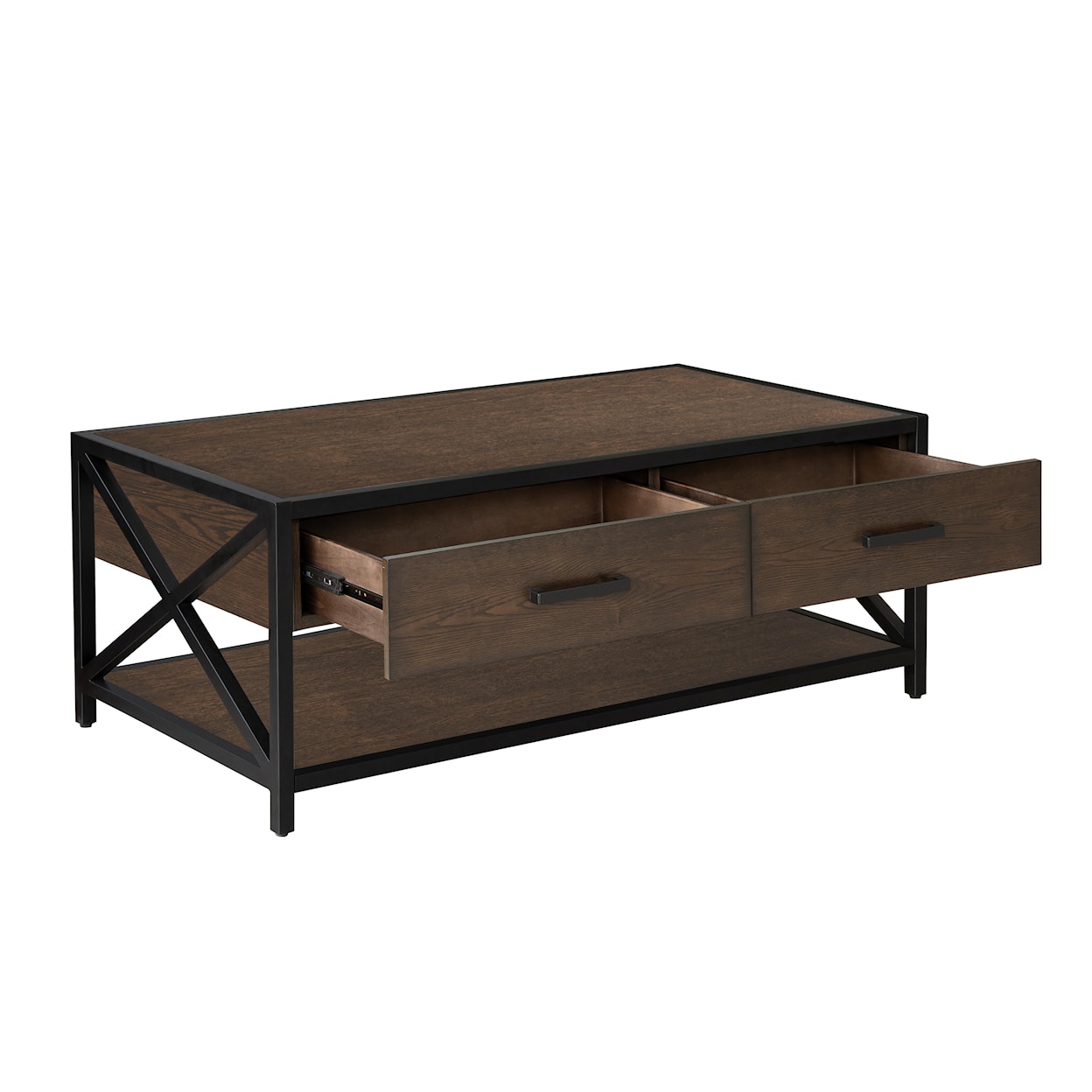 Accentrics Home Accents Metal Framed Two Drawer Cocktail Table