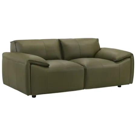 Leather Squared Pillow-Arm Loveseat