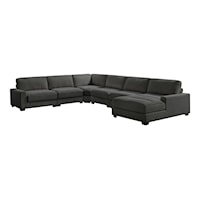 Transitional 6-Piece Sectional Sofa with Right Facing Chaise