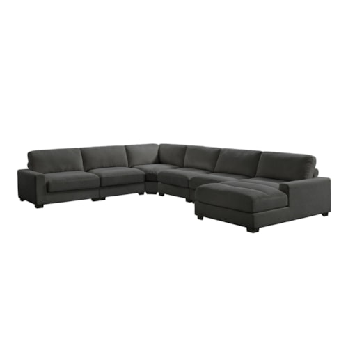 Transitional 6-Piece Sectional Sofa with Right Facing Chaise