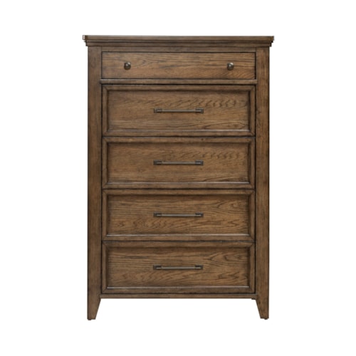 Transitional 5-Drawer Chest with a Felt-Lined and Cedar-Lined Drawer