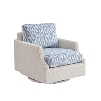 Outdoor Coastal Wicker Swivel Glider Lounge Chair with Cushions