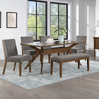 Mid-Century Modern 6-Piece Dining Set with Side Chairs and Bench