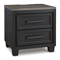 Contemporary Two-Tone 2-Drawer Nightstand with USB and Power Outlets
