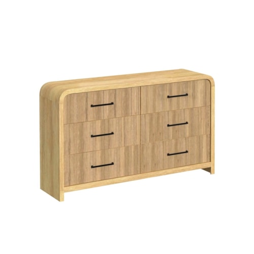 Contemporary 6-Drawer Dresser with Felt-Lined Drawer