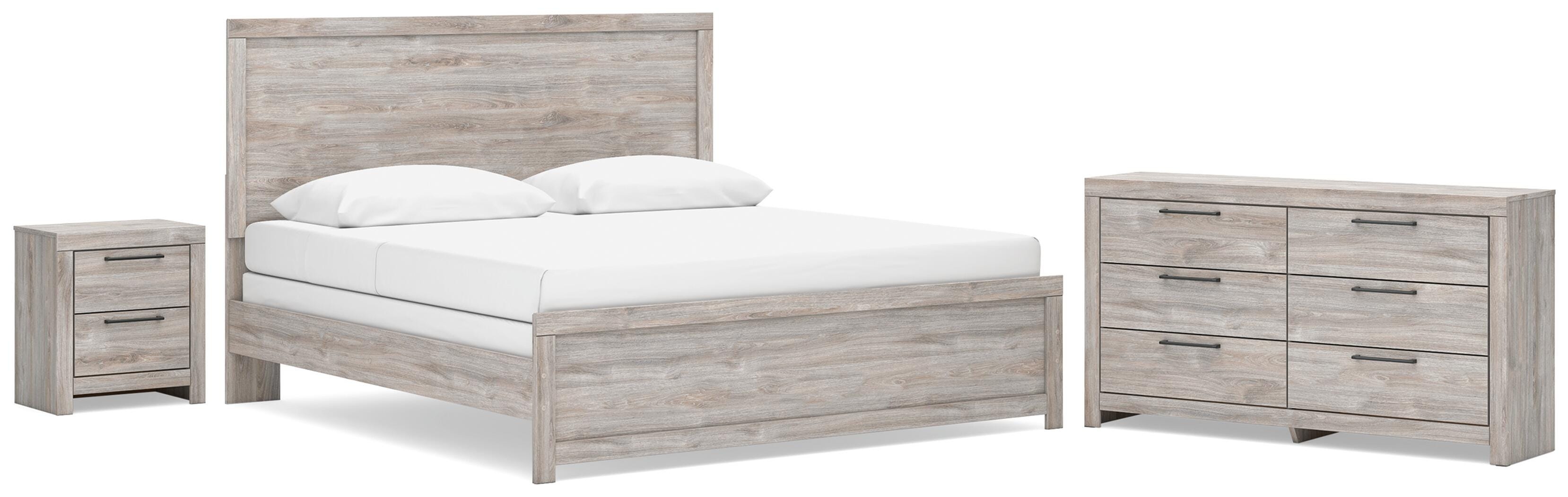 King Panel Bed, Dresser And Nightstand