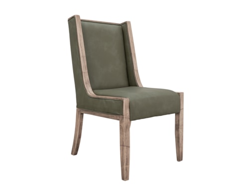 Modern Rustic Upholstered Dining Chair with High Back