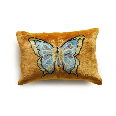 Gold Green Butterfly Pillow