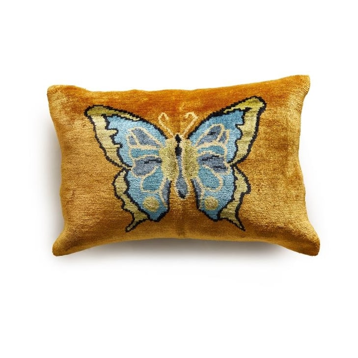 Maitland-Smith Decorative Accessories Gold Green Butterfly Pillow