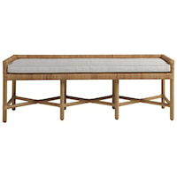 Coastal Rattan Pull Up Bench with Removable Seat Cushion