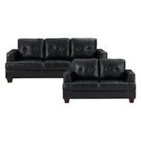 Transitional 2-Piece Living Room Set with Button Tufting