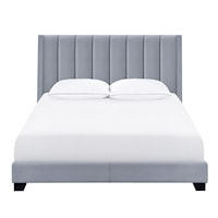 Contemporary Upholstered Channeled Shelter Full Bed in Dove Gray