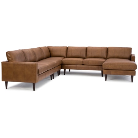 Leather 6-Seat Sectional Sofa w/ Chaise