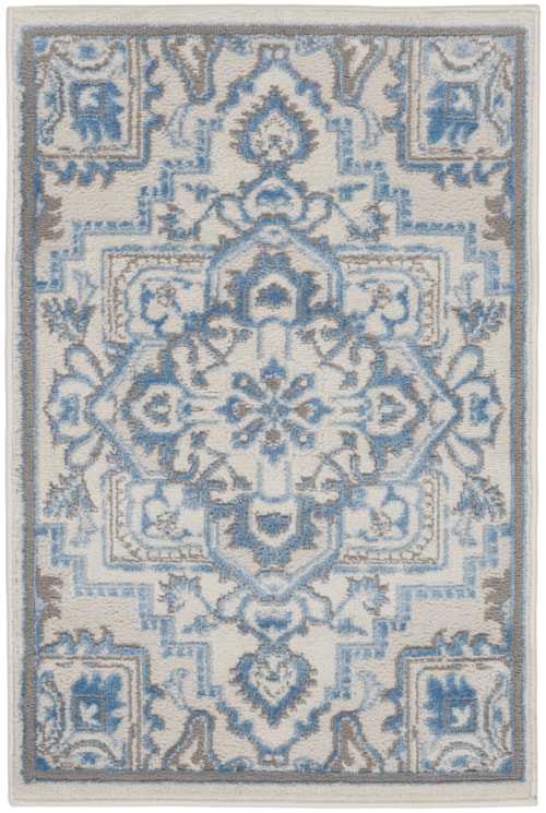 2' x 3' Ivory Blue Rectangle Rug