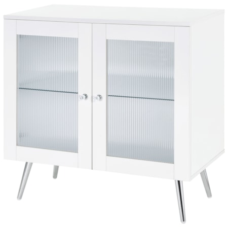 WHITE HIGH GLOSS AND CHROME ACCENT | CABINET