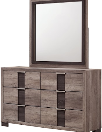 6-Drawer Dresser Mirror and Mirror Set