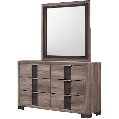 6-Drawer Dresser Mirror and Mirror Set
