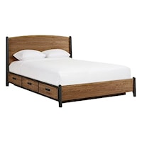 Industrial California King Curved Panel Storage Bed