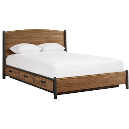 Industrial California King Curved Panel Storage Bed