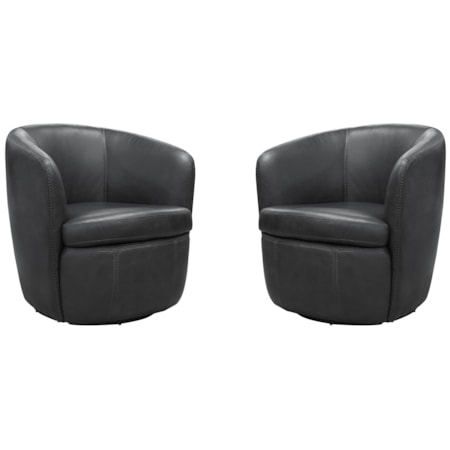 Leather Swivel Barrel Chair (Set of 2)