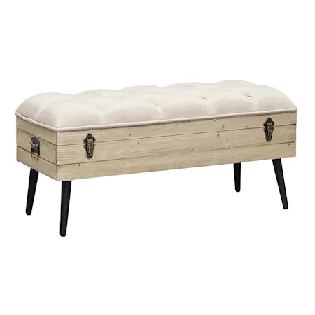Farmhouse Storage Bench with Locking Hardware and Tufted Seat