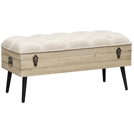 Farmhouse Storage Bench with Locking Hardware and Tufted Seat