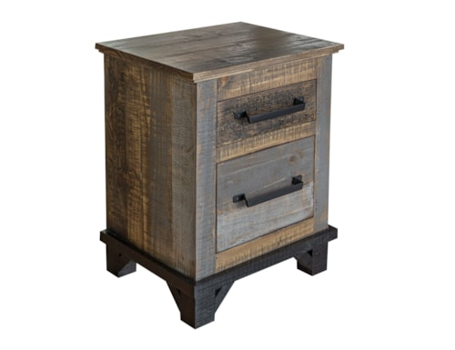 Rustic 2-Drawer Nightstand with Microfiber Lined Top Drawer
