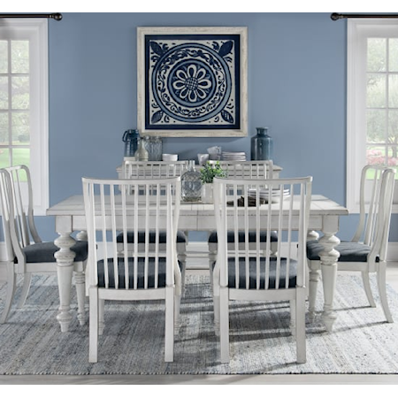 Farmhouse 7-Piece Dining Set with Spindle Chairs