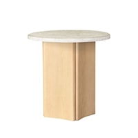 Contemporary Round End Table with Marble Top