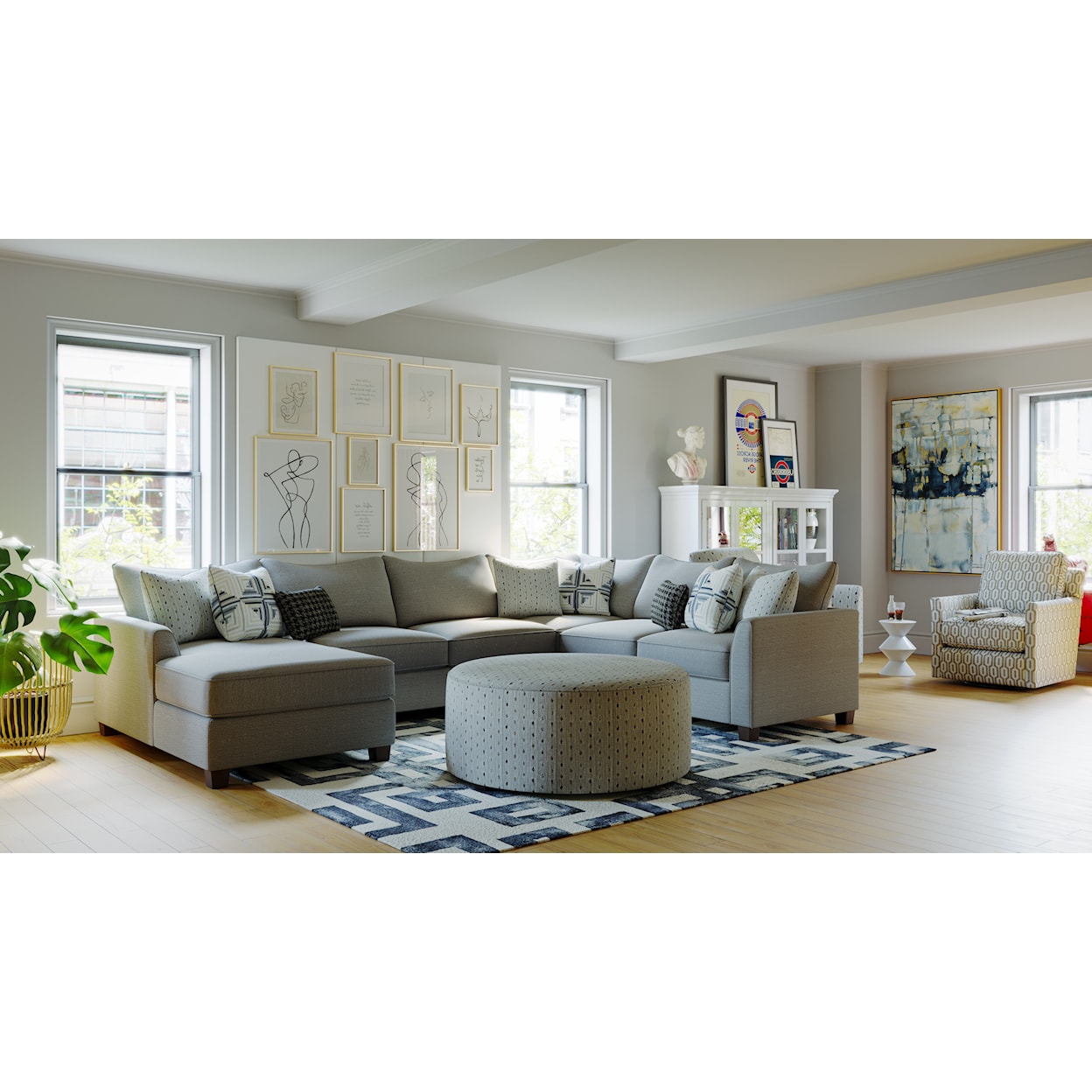 Fusion Furniture 28 PALM BEACH IRON 3-Piece Sectional with Left Chaise