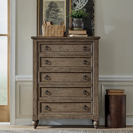 Transitional 5-Drawer Bedroom Chest with Dovetail Construction