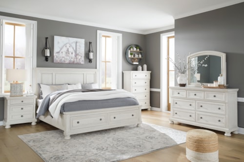 Queen Storage Bed, Dresser, Mirror, Chest and Nightstand