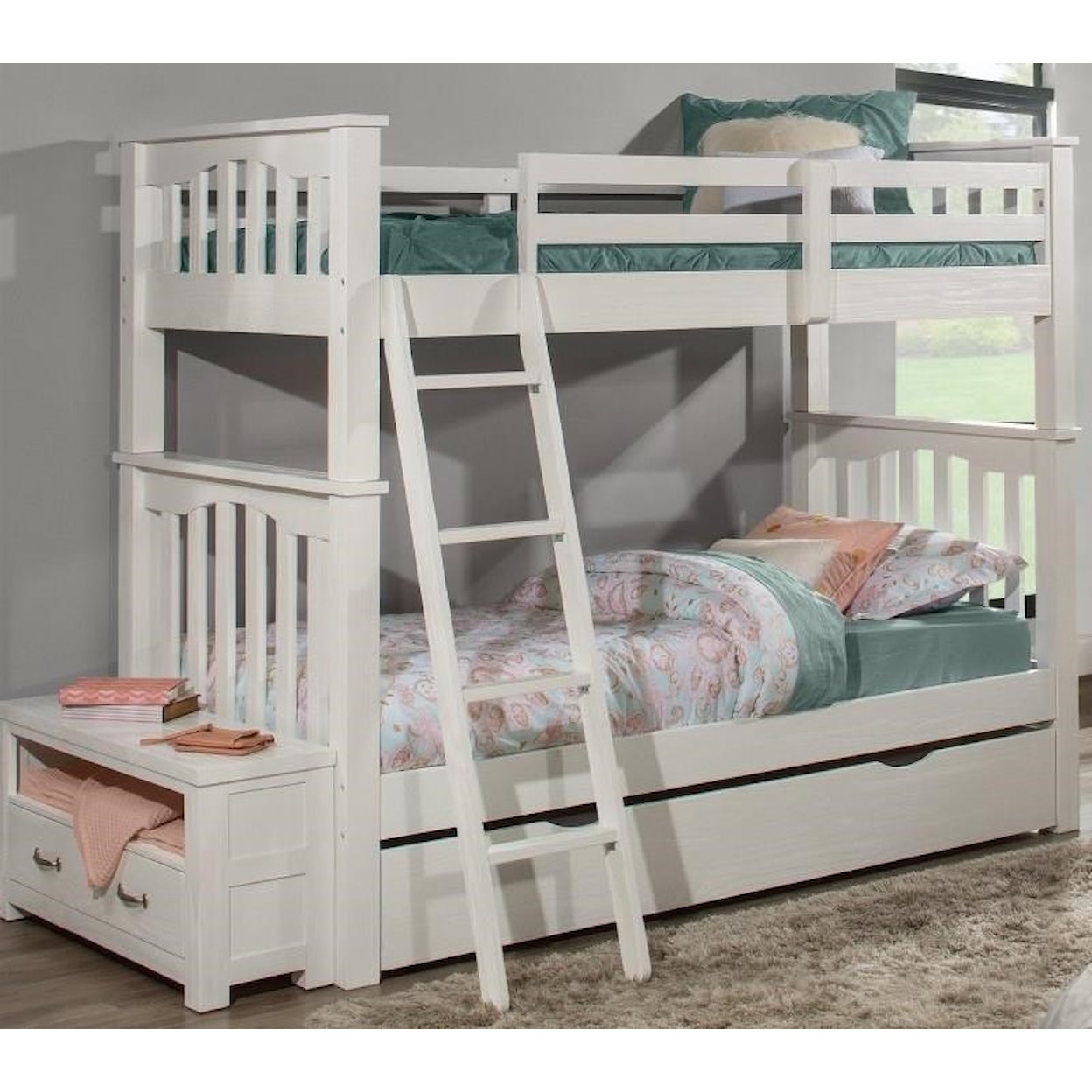NE Kids Highlands Twin Over Twin Bunk Bed with Trundle