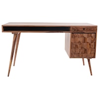 Mid-Century Modern Table Desk with File Drawer and Honeycomb Carving
