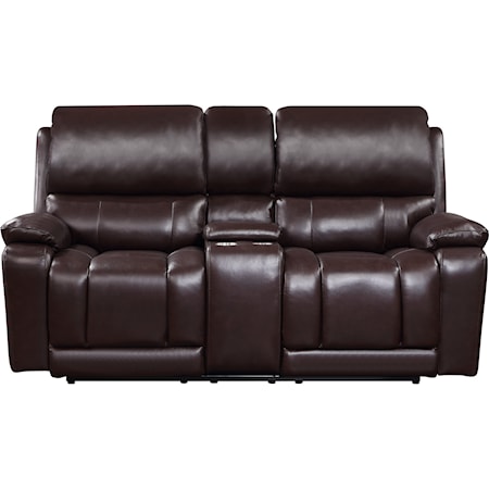 Casual Power Reclining Console Loveseat w/Power Headrests & USB Ports