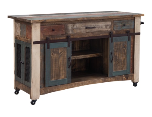 Rustic Kitchen Island with Casters