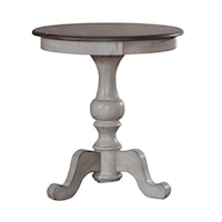 Farmhouse Round End Table with Turned Pedestal