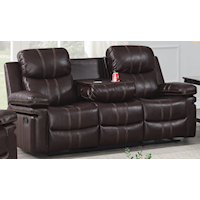 Casual Dual Reclining Sofa w/Power Fr & Drop Down Tray