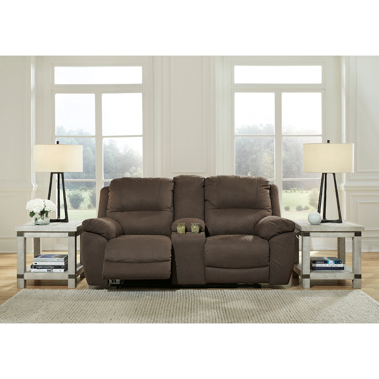 Ashley Furniture Signature Design Next-Gen Gaucho Power Reclining Loveseat with Console