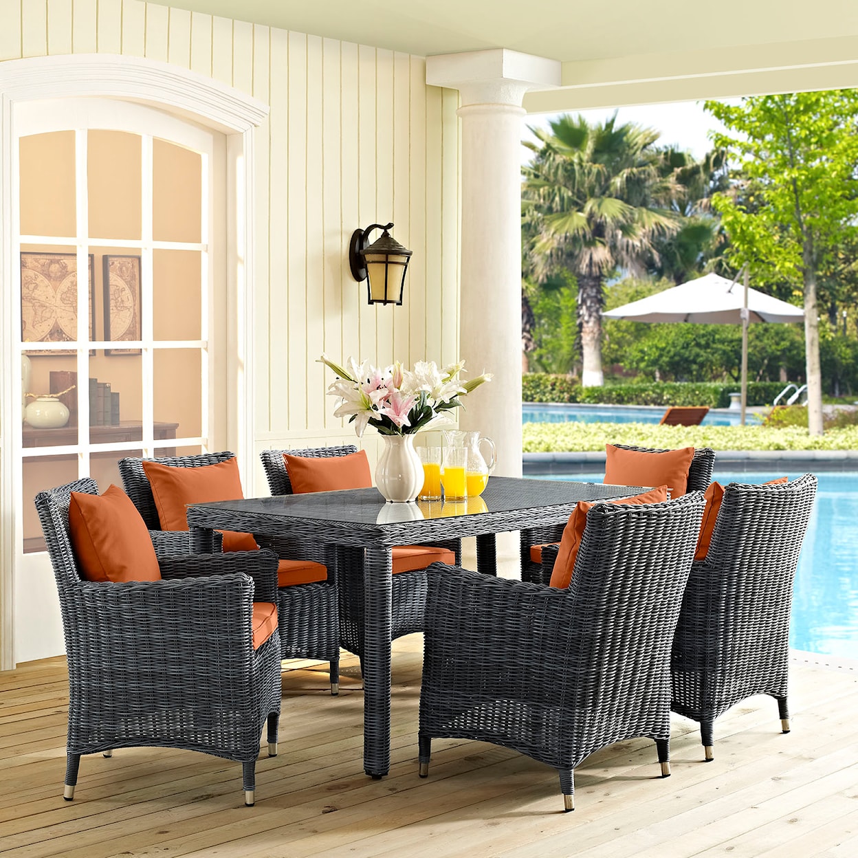 Modway Summon Outdoor 7 Piece Dining Set