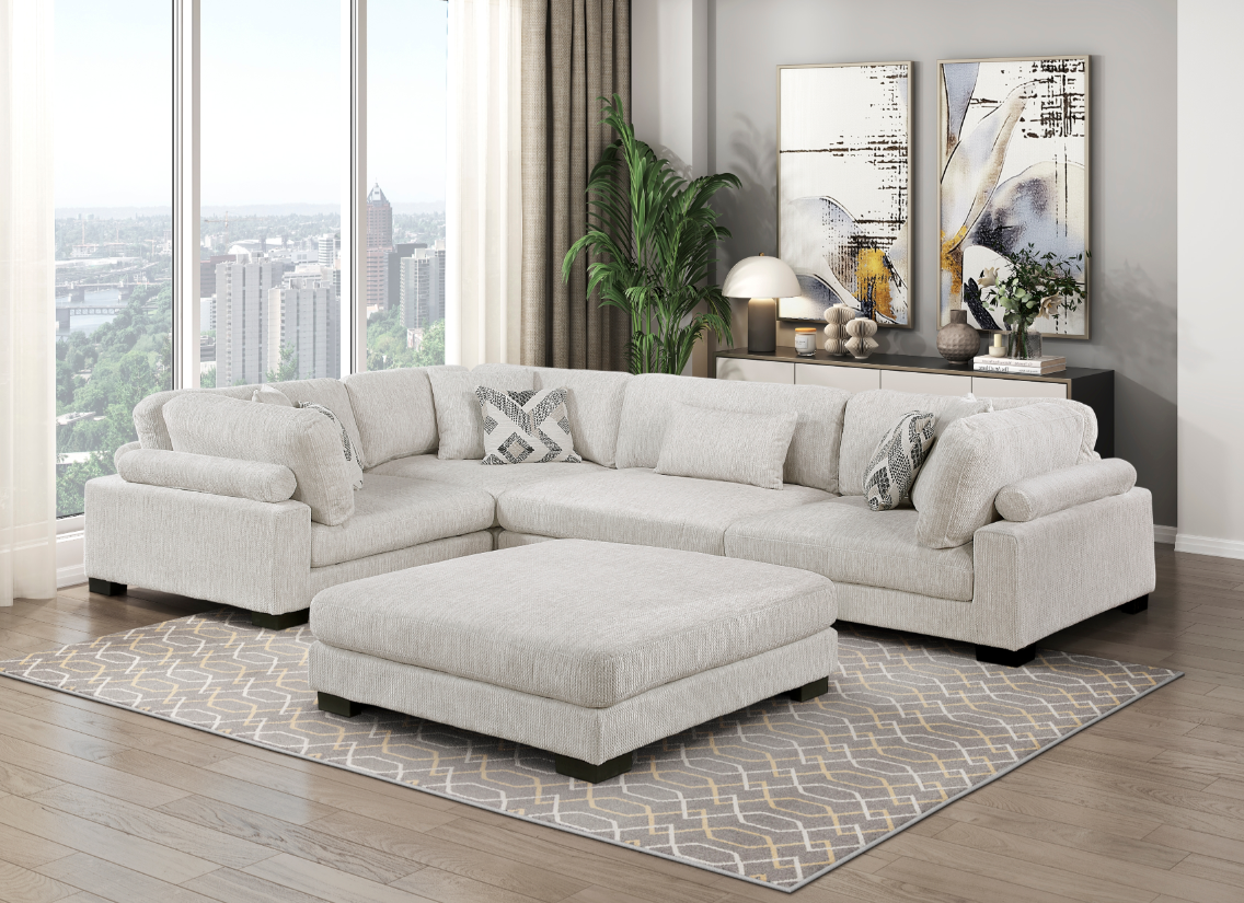 Homelegance Tinley 5-Piece Sectional Sofa with Ottoman